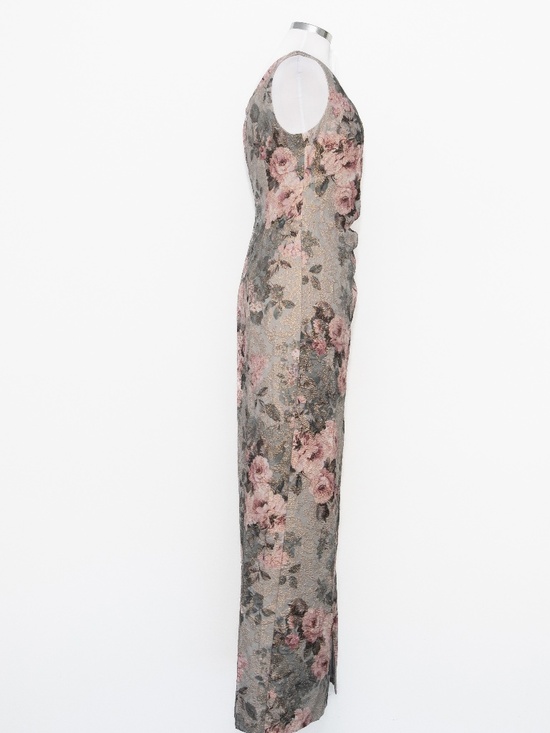 Adrianna Papell - Metallic Floral-Print Column Gown - Picture 5 of 13
